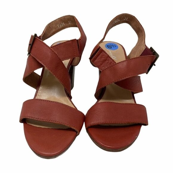 NEW Avellini Women's Slingback Sandals Red Cross Stap Block Heels Italy 6.5 - Picture 4 of 9